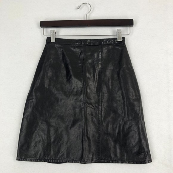 Tannery West Other - Tannery West VTG Girls** Size 6 Black Genuine Leather A-Line Skirt Lined